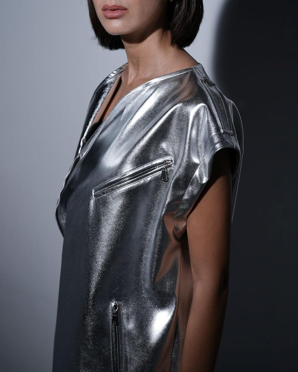 Metallic Silver Vest