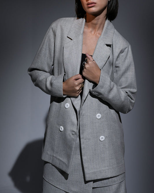 Stripped Jacket in Light grey